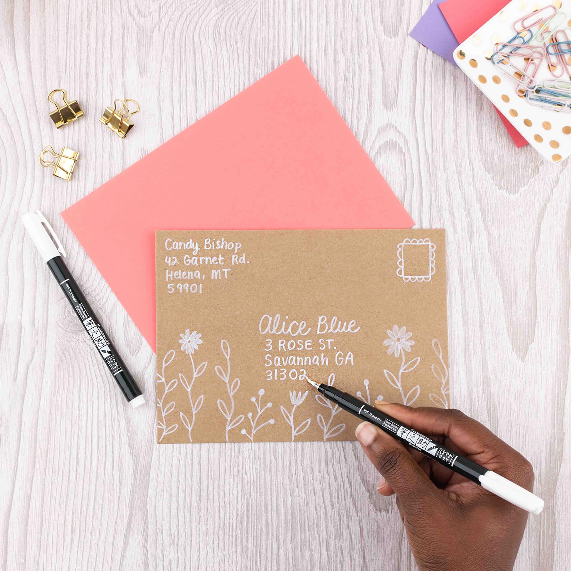 Tombow Fudenosuke White Calligraphy Brush Pens, 2ct.